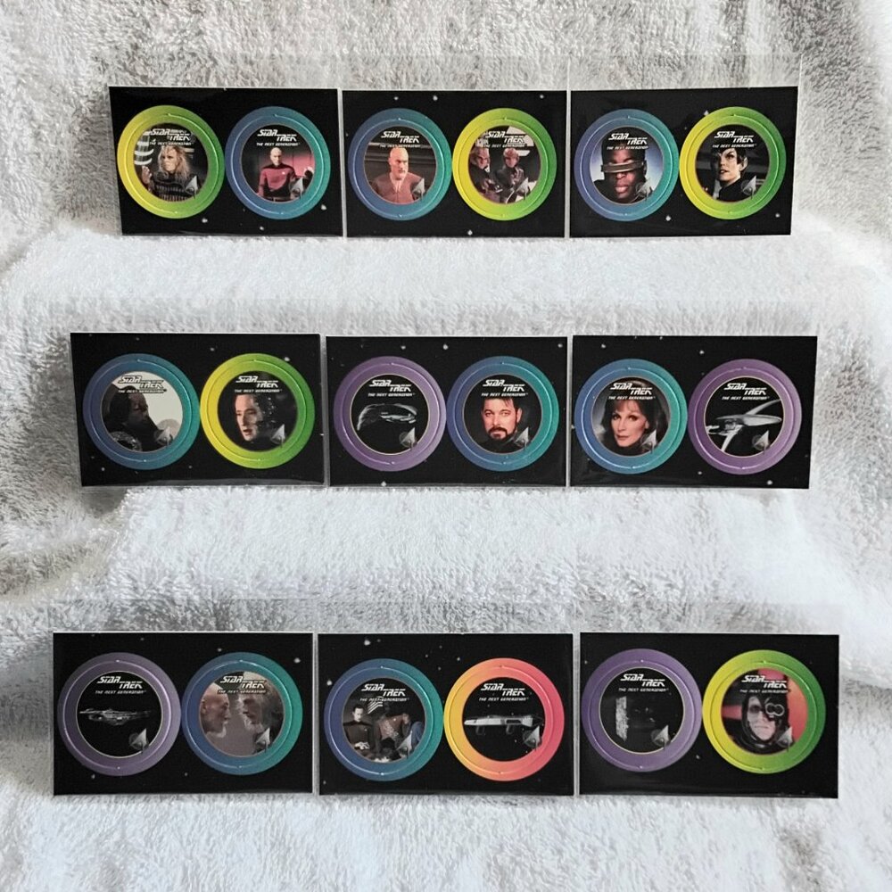 3/$25 9 Pairs of 1994 Star Trek TNG POGS (18 POGS Boarded) in Mint Condition!!